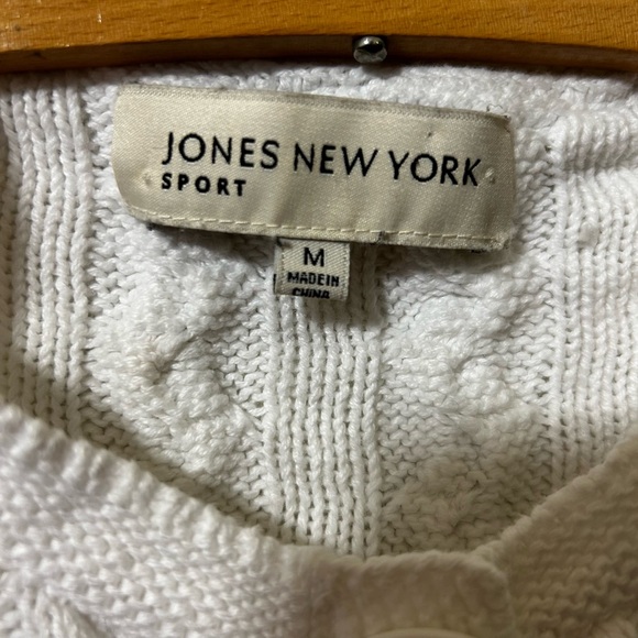 Jones New York Sport white cable knit linen cotton beachy cardigan sweater. Sz M - Picture 4 of 5